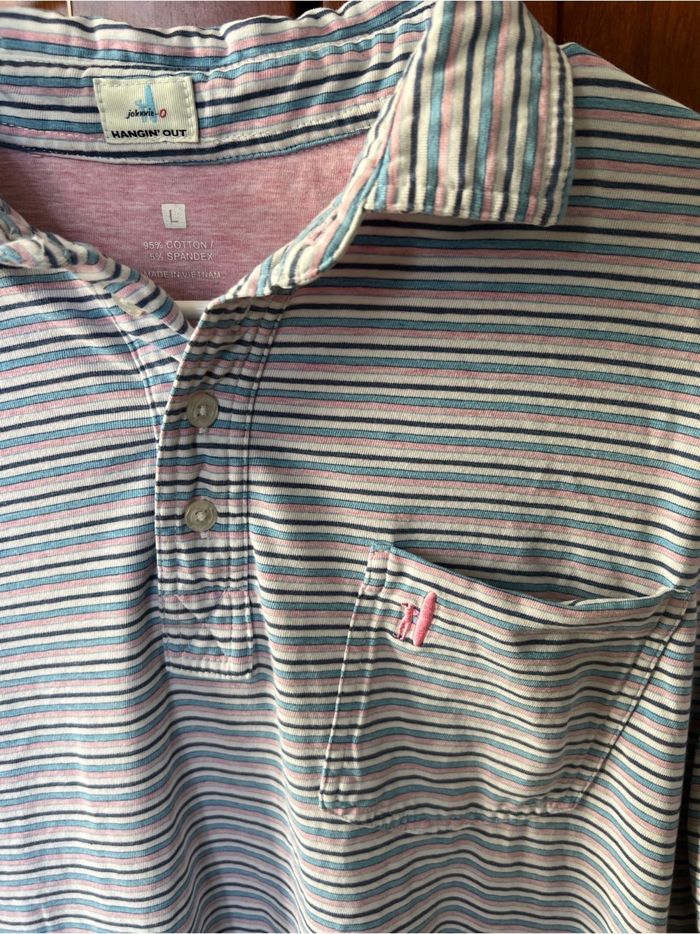 Johnnie-O Hangin' Out Striped Polo Shirt - Pink & Blue